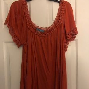 Off the shoulder orange top